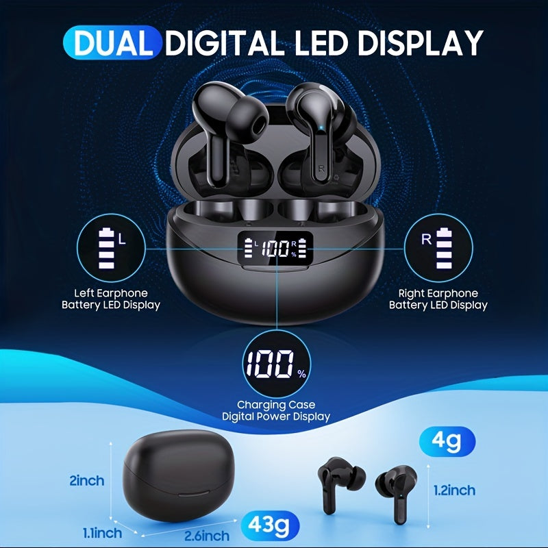 Wireless Earbuds, BT Headphones with 35Hrs Playtime, LED Power Display Charging Case & Intelligent Noise Canceling Earbuds, Hi-Fi Microphone Stereo Headset for iPhone for Android Laptop