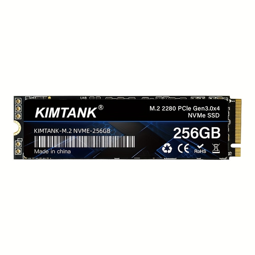 KIMTANK 4G NVMe 256GB/512GB/1TB M.2 SSD - High-Speed 3D TLC NAND Internal Solid State Drive, Black with Blue Accents, Perfect for PC, Desktop, and Laptops, PC Storage Solution | Sleek NVMe | Durable PC Build, KIMTAN