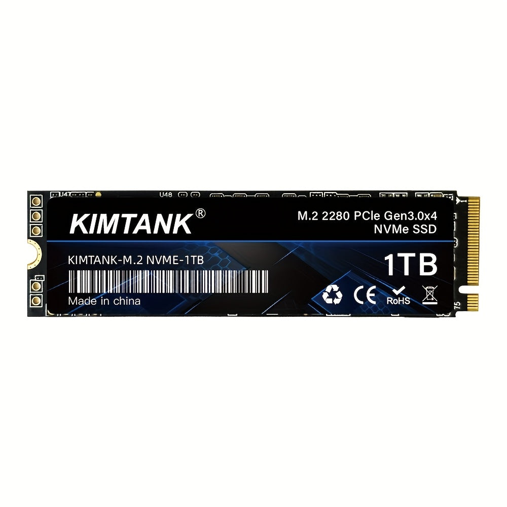 KIMTANK 4G NVMe 256GB/512GB/1TB M.2 SSD - High-Speed 3D TLC NAND Internal Solid State Drive, Black with Blue Accents, Perfect for PC, Desktop, and Laptops, PC Storage Solution | Sleek NVMe | Durable PC Build, KIMTAN