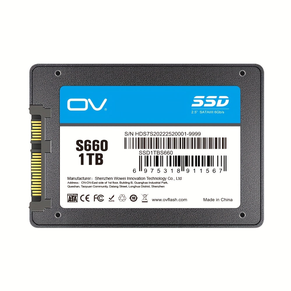 The OV S660 Series High-Performance SATA III 3 SSD Solid-State Drive Is Available in 1TB And 2TB Options, Featuring Shock Resistance And Durability, Suitable for Pcs And Laptops with a Read Speed of 550Mb/S. It Is Easy to Ins