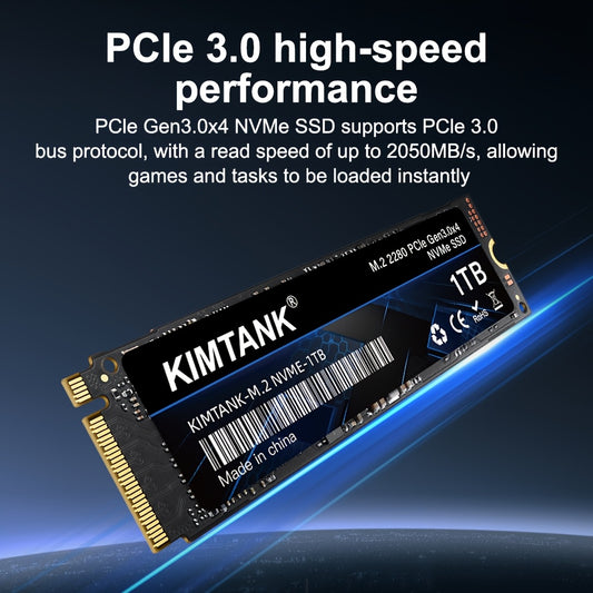 KIMTANK 4G NVMe 256GB/512GB/1TB M.2 SSD - High-Speed 3D TLC NAND Internal Solid State Drive, Black with Blue Accents, Perfect for PC, Desktop, and Laptops, PC Storage Solution | Sleek NVMe | Durable PC Build, KIMTAN