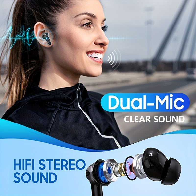 Wireless Earbuds, BT Headphones with 35Hrs Playtime, LED Power Display Charging Case & Intelligent Noise Canceling Earbuds, Hi-Fi Microphone Stereo Headset for iPhone for Android Laptop