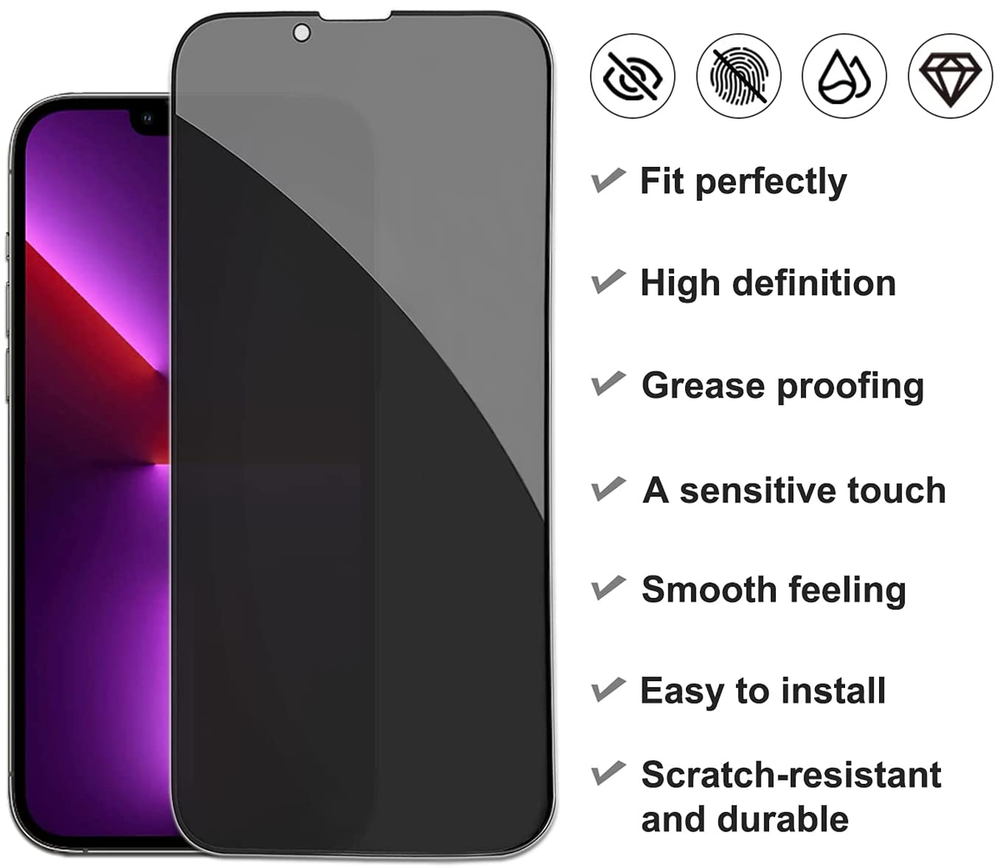 iPhone 13 & 13 Pro Anti Spy Privacy Tempered Glass Screen Protector